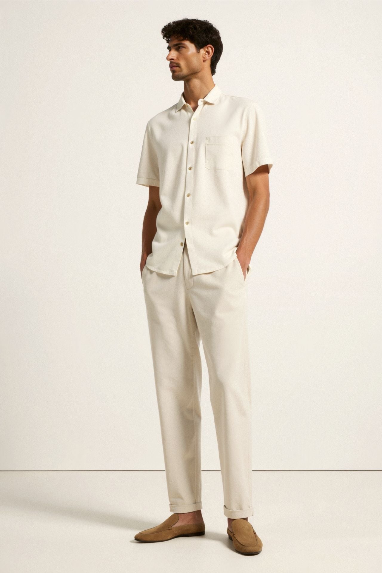 VORO Regular Fit Linen Loose Pants