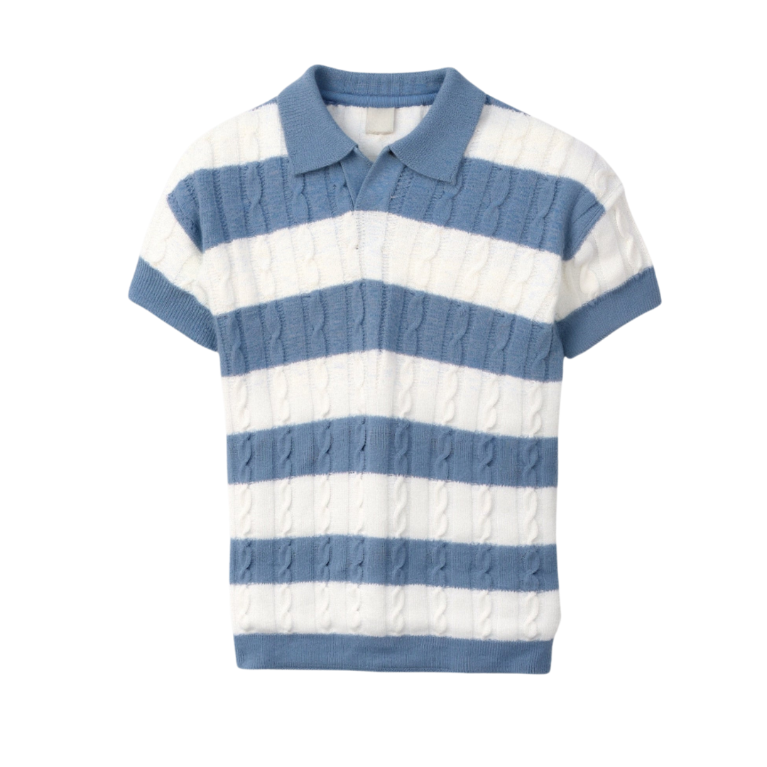 Voro White Stripe Polo