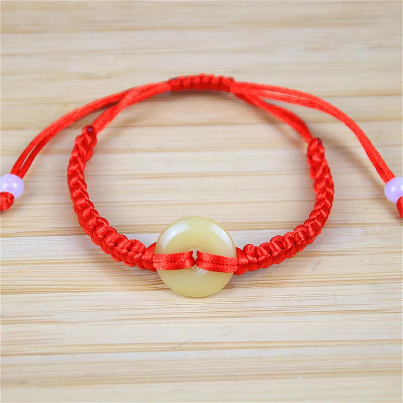 Mini Fashion Four-leaf Clover Red Thread String Bracelet Lucky Red Handmade Rope Charm Bracelet For Women Men Jewelry