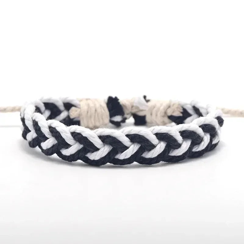 Retro Wave Rope Bracelet Men Colorful Braided Handmade Rope Wrap Adjustable Length Bracelets & Bangles Male Gift