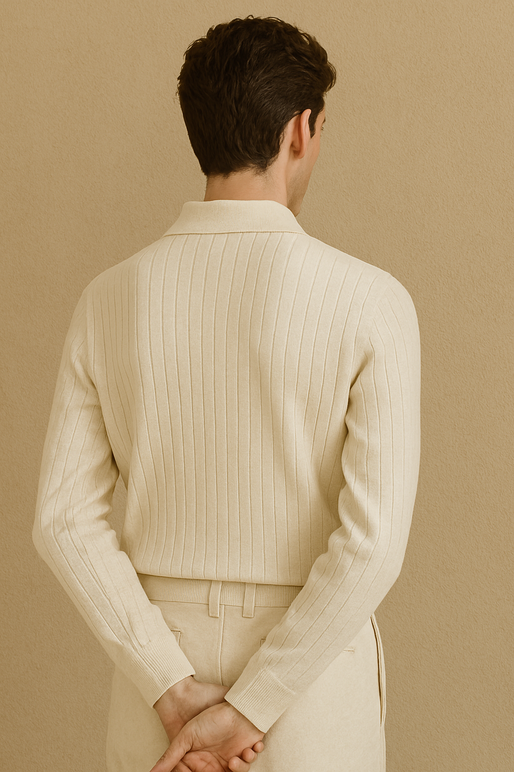 VORO Striped Long Sleeve Polo