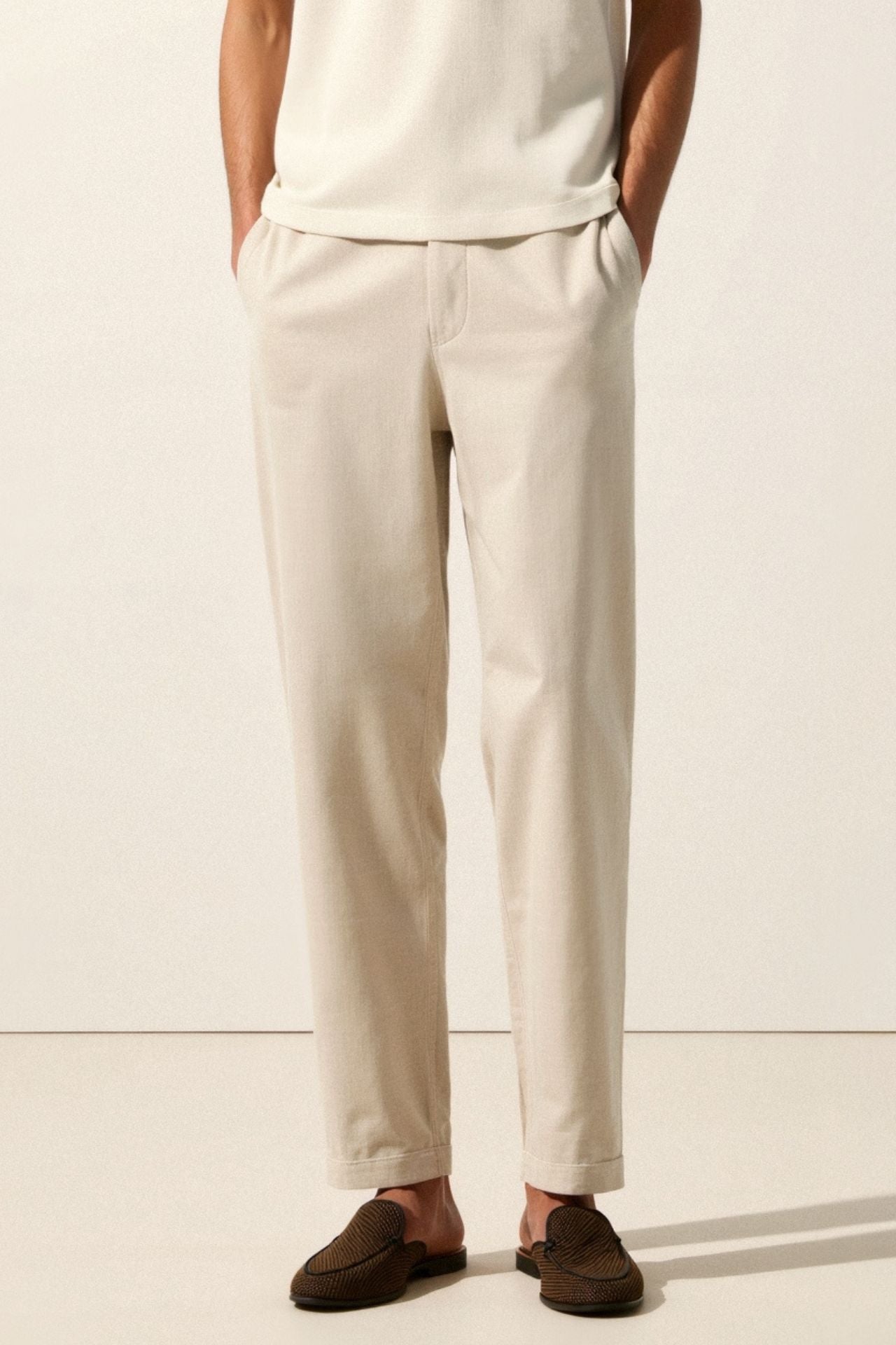 VORO Regular Fit Linen Loose Pants