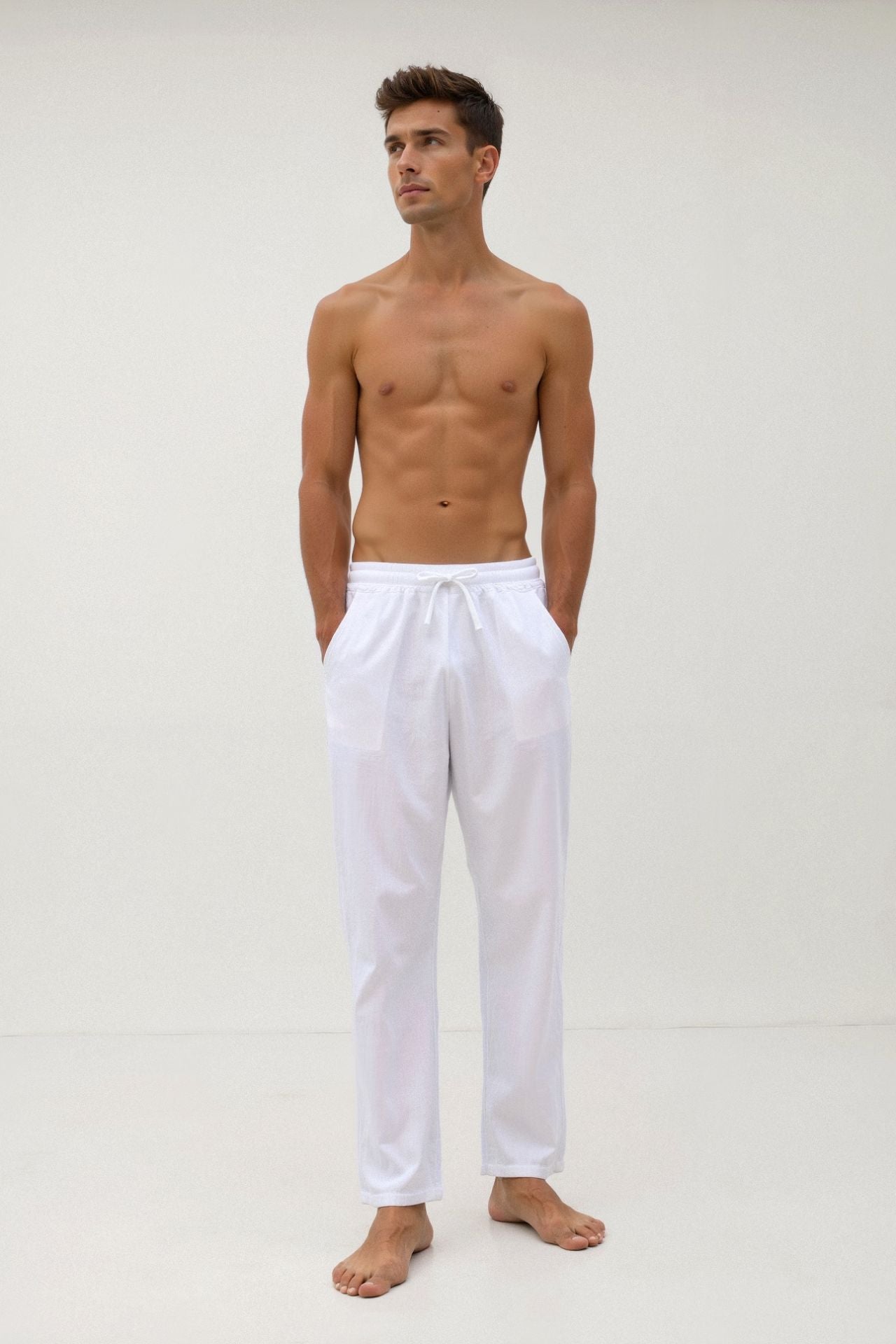 VORO Cotton & Linen Blend Drawstring Pants