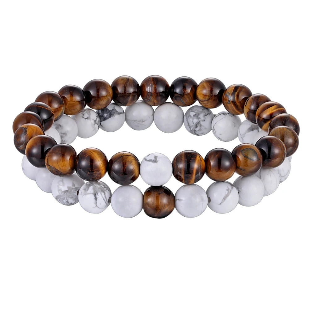 Xqni vários estilos de combinação pulseiras de contas para homens e mulheres para casais jóias estiramento corda elástica diy caixa de presente de aniversário