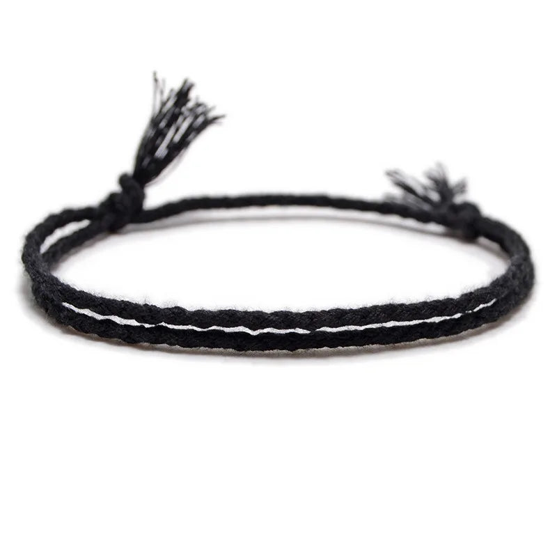 Handmade Woven Lucky Cotton Rope String Bracelet For Men Women Friendship Tassel Thread Bracelets & Bangles