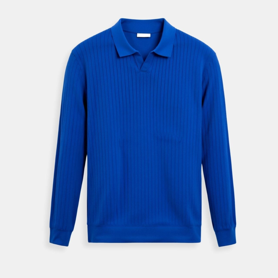 VORO Striped Long Sleeve Polo