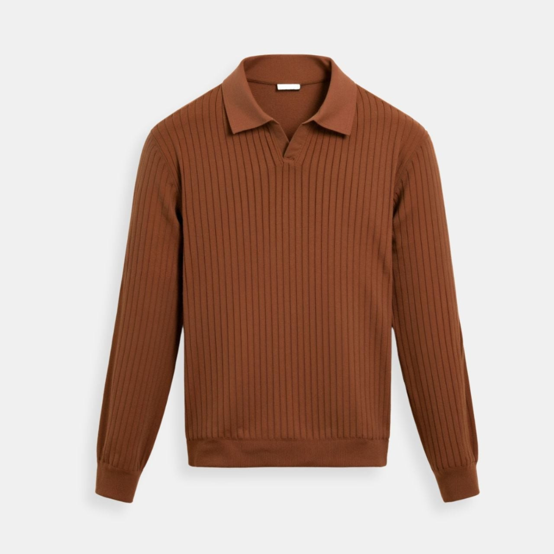 VORO Striped Long Sleeve Polo