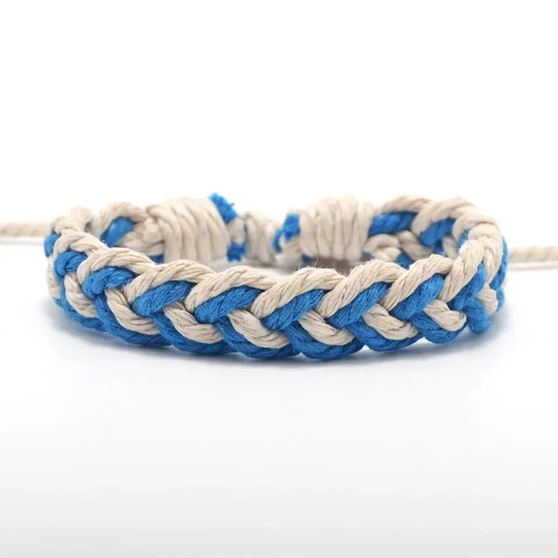 Retro Wave Rope Bracelet Men Colorful Braided Handmade Rope Wrap Adjustable Length Bracelets & Bangles Male Gift