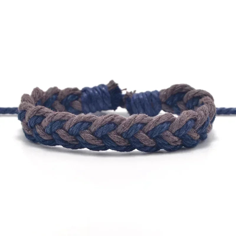 Retro Wave Rope Bracelet Men Colorful Braided Handmade Rope Wrap Adjustable Length Bracelets & Bangles Male Gift