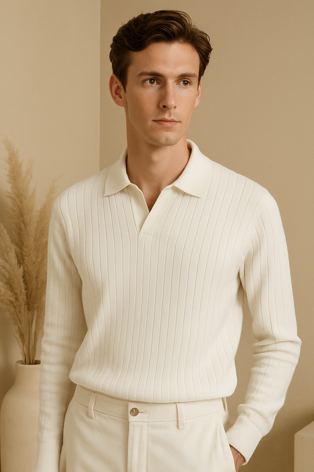VORO Striped Long Sleeve Polo